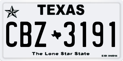 TX license plate CBZ3191