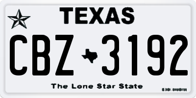 TX license plate CBZ3192