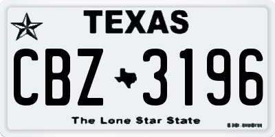 TX license plate CBZ3196
