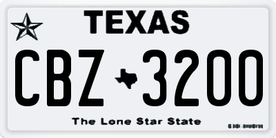 TX license plate CBZ3200