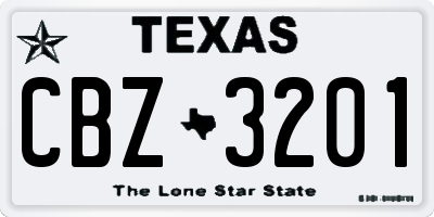 TX license plate CBZ3201