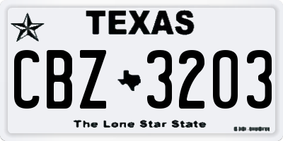 TX license plate CBZ3203
