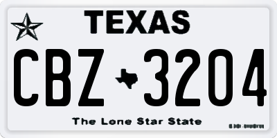 TX license plate CBZ3204