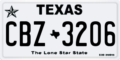TX license plate CBZ3206