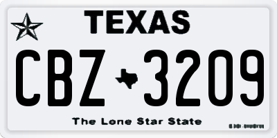 TX license plate CBZ3209