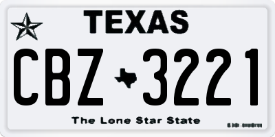 TX license plate CBZ3221