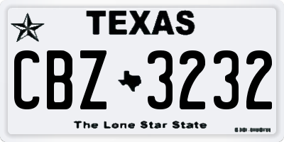 TX license plate CBZ3232