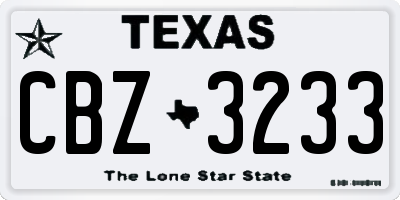 TX license plate CBZ3233