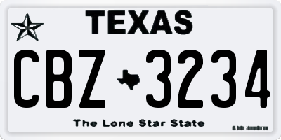 TX license plate CBZ3234