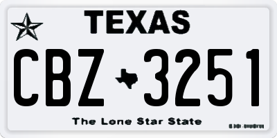 TX license plate CBZ3251
