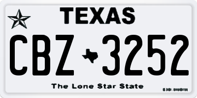 TX license plate CBZ3252