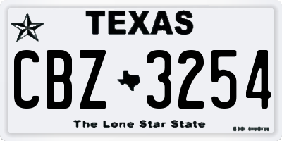 TX license plate CBZ3254