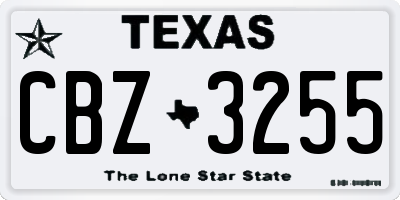 TX license plate CBZ3255