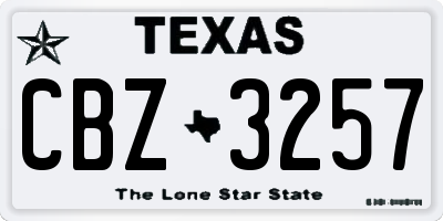 TX license plate CBZ3257
