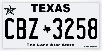 TX license plate CBZ3258