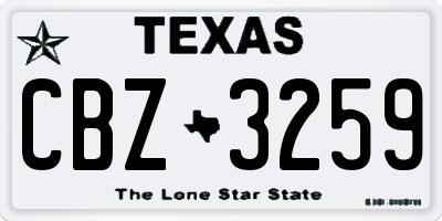 TX license plate CBZ3259