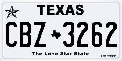 TX license plate CBZ3262