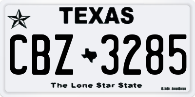 TX license plate CBZ3285