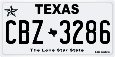 TX license plate CBZ3286