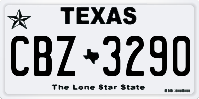 TX license plate CBZ3290