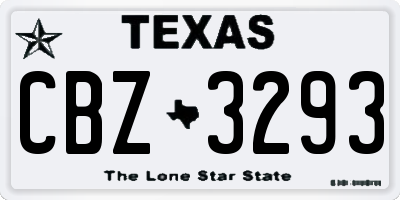 TX license plate CBZ3293
