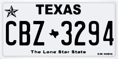 TX license plate CBZ3294