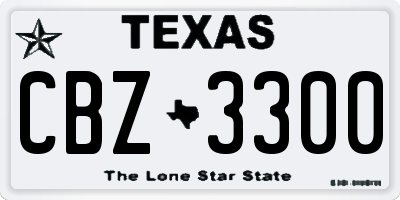 TX license plate CBZ3300