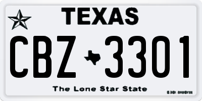 TX license plate CBZ3301