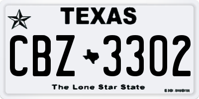 TX license plate CBZ3302