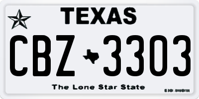 TX license plate CBZ3303
