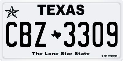 TX license plate CBZ3309
