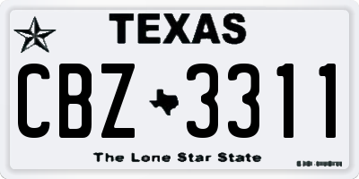 TX license plate CBZ3311