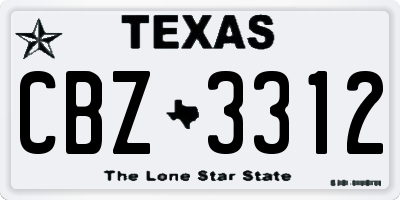 TX license plate CBZ3312