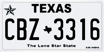 TX license plate CBZ3316