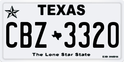 TX license plate CBZ3320