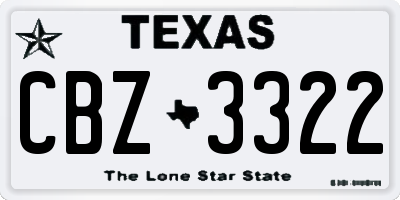 TX license plate CBZ3322