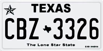 TX license plate CBZ3326