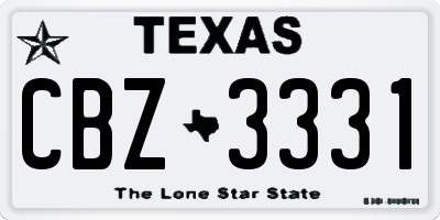 TX license plate CBZ3331