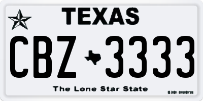 TX license plate CBZ3333
