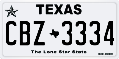 TX license plate CBZ3334