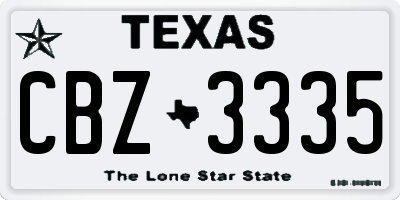 TX license plate CBZ3335