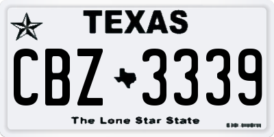 TX license plate CBZ3339