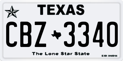 TX license plate CBZ3340
