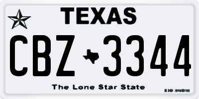 TX license plate CBZ3344