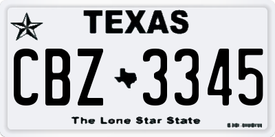 TX license plate CBZ3345