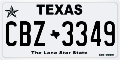 TX license plate CBZ3349