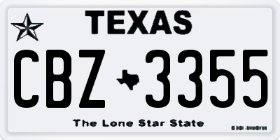 TX license plate CBZ3355