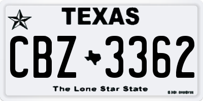 TX license plate CBZ3362
