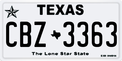 TX license plate CBZ3363