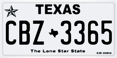 TX license plate CBZ3365